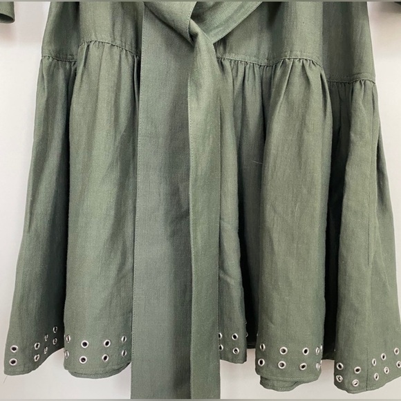 Derek Lam 10 Crosby Olive Green Grommet Hem Mini Dress sz 4 - Picture 12 of 14